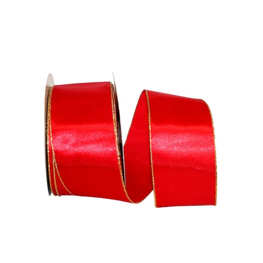 JAM Paper 4&#x22; x 50yd. Red Wired Satin Value Ribbon